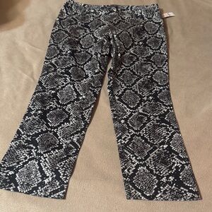 Lord & Taylor Black and Gray Snake Print Flare Jeans